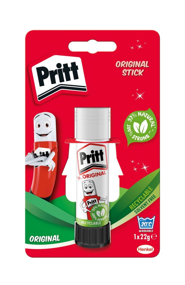 Pritt Glue Stick, Craft Arts Glue, Strong-Hold adhesive, School & Office Supplies, 1x22g, white