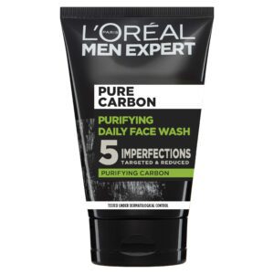 L'Oreal Paris Men Expert Face Wash Pure Charcoal, Glycerin, and Salicylic acid - Blackhead Cleanser for Men, 100 ml (Pack of 1)