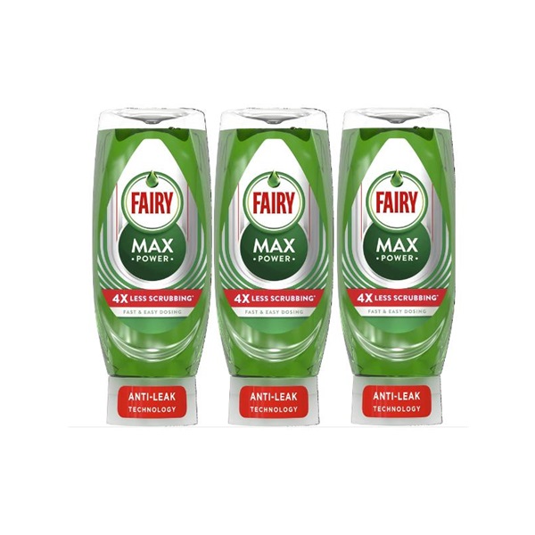 Fairy Max Power Original Washing Up Liquid - 3 Pack (3 x 450 ml) | Powerful Dishwashing Detergent for Sparkling Clean Dishes