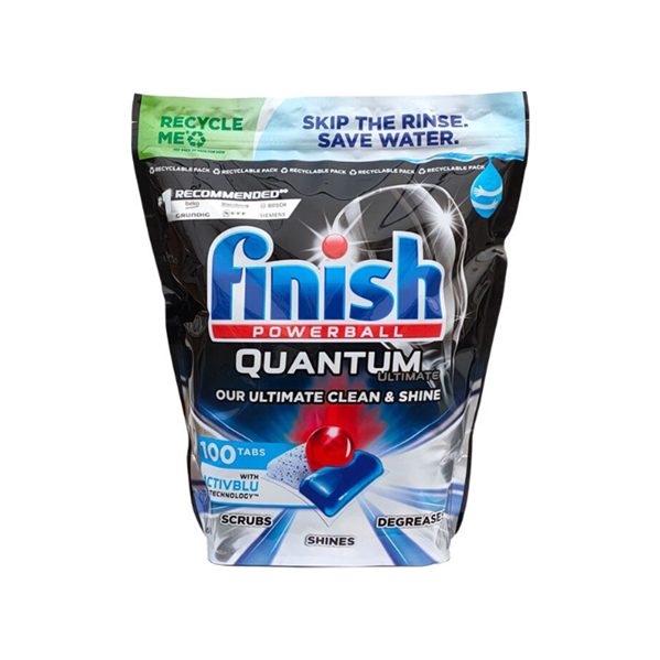 Finish Powerball Ultimate All In 1 Dishwasher Tablets (100T) – 1.29kg | Powerful Cleaning with ActivBlue Technology