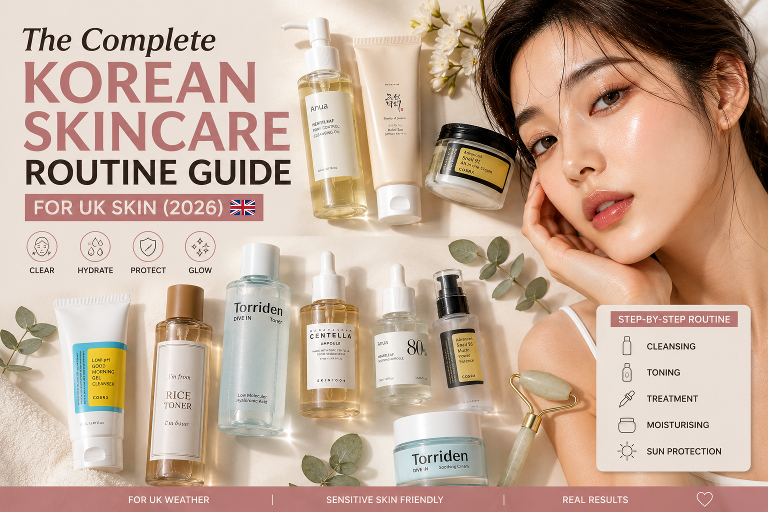 Complete Korean skincare routine for UK skin — 10-step guide by Qobey 2026